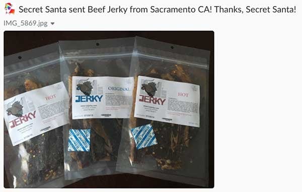 Secret santa beef jerkey from Sacramento California. Thanks, Secret Santa! 