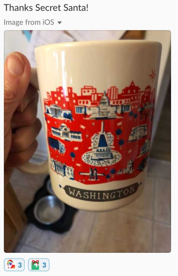 Thanks Secret Santa! Gift of a Washington DC mug.