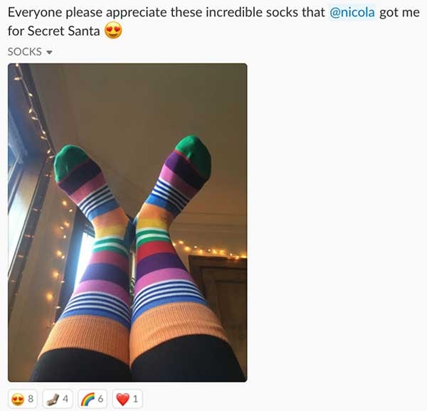 Everyone please appreciate these incredible socks that Nicola got me for secret santa. Heart eyes emoji!