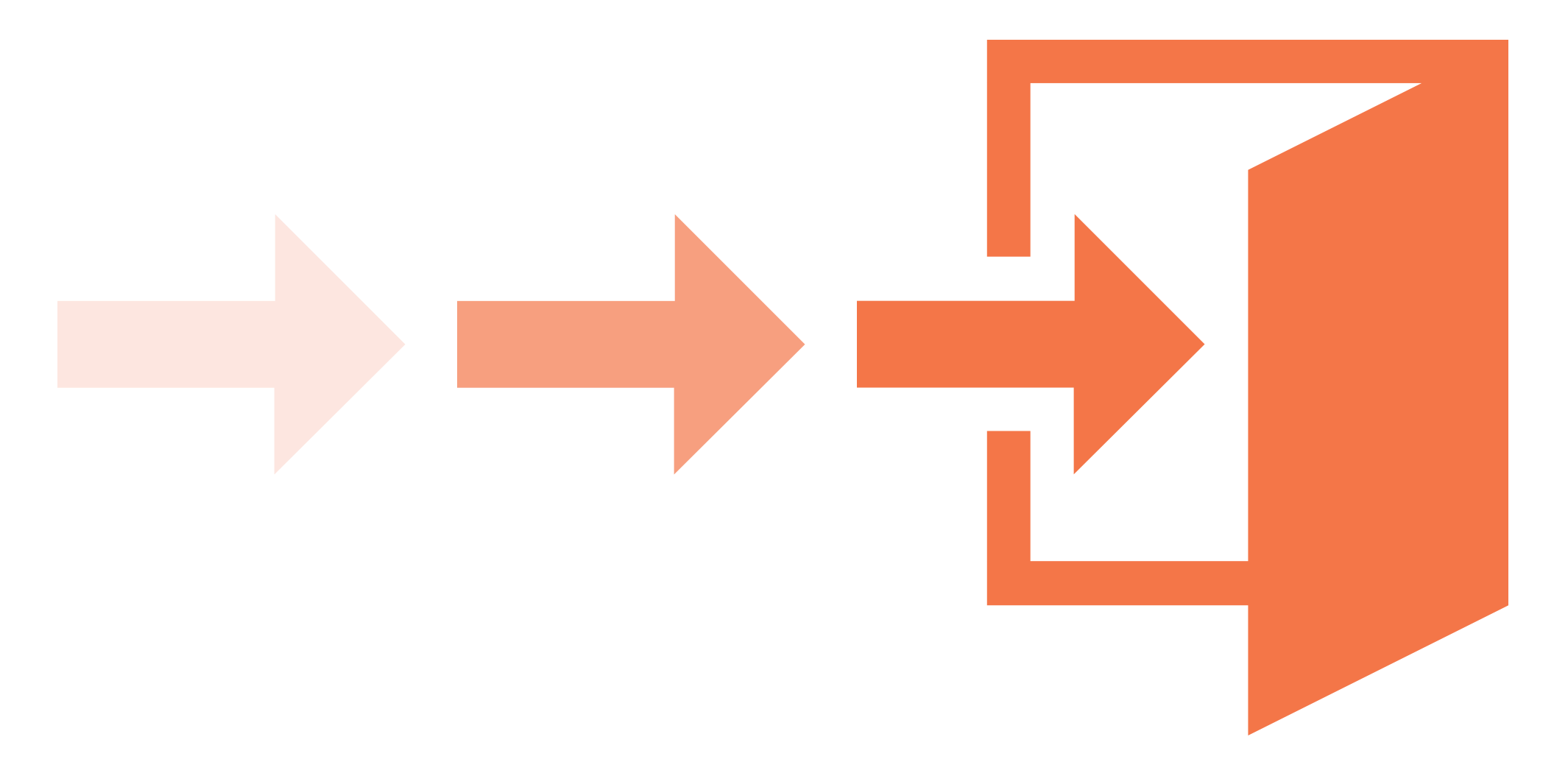 Image of arrows pointing towards an open door, to denote an exit